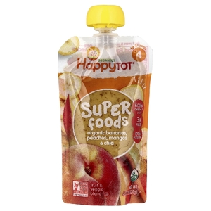 Happy Family Organics, этап 4, бананы, персики, манго и чиа, 120 г (4,22 унции)