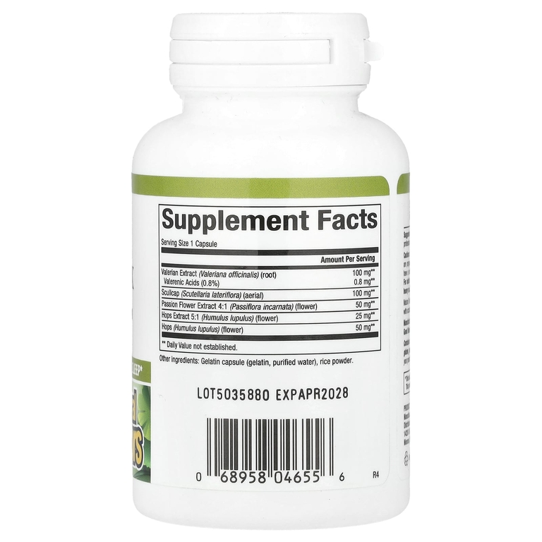 Natural Factors, Формула для расслабляющего сна с валерианой и хмелем, 90 капсул