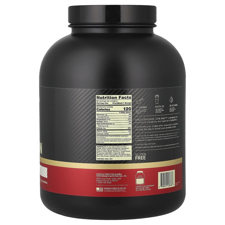 Optimum Nutrition, сывороточный протеин, со вкусом печенья со сливками, 2,1 кг (4,63 фунта)