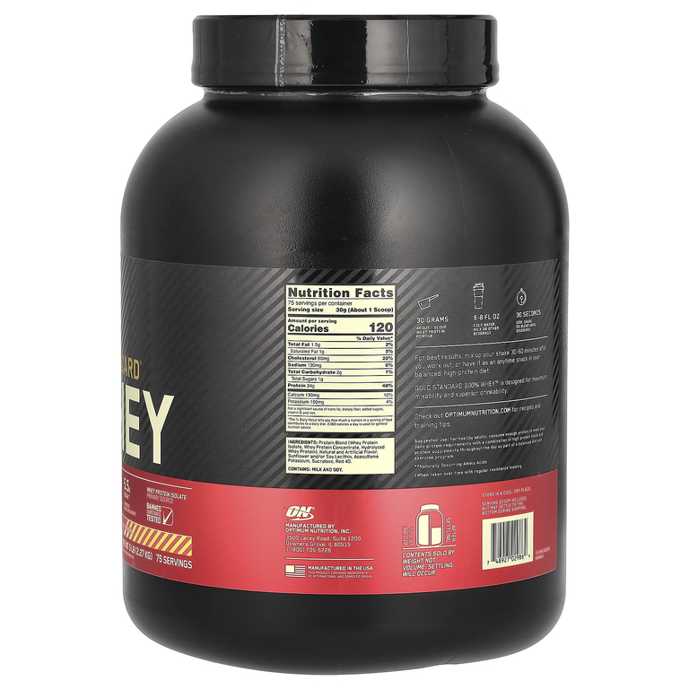 Optimum Nutrition, сывороточный протеин, со вкусом клубники и банана, 2,27 кг (5 фунтов)