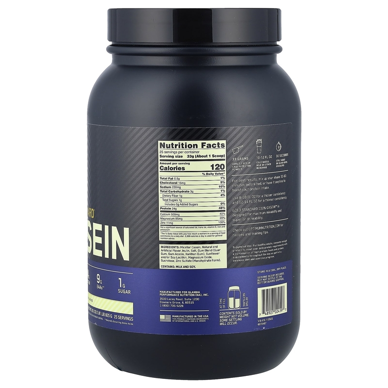 Optimum Nutrition, казеин, со вкусом ванили, 825 г (1,81 фунта)