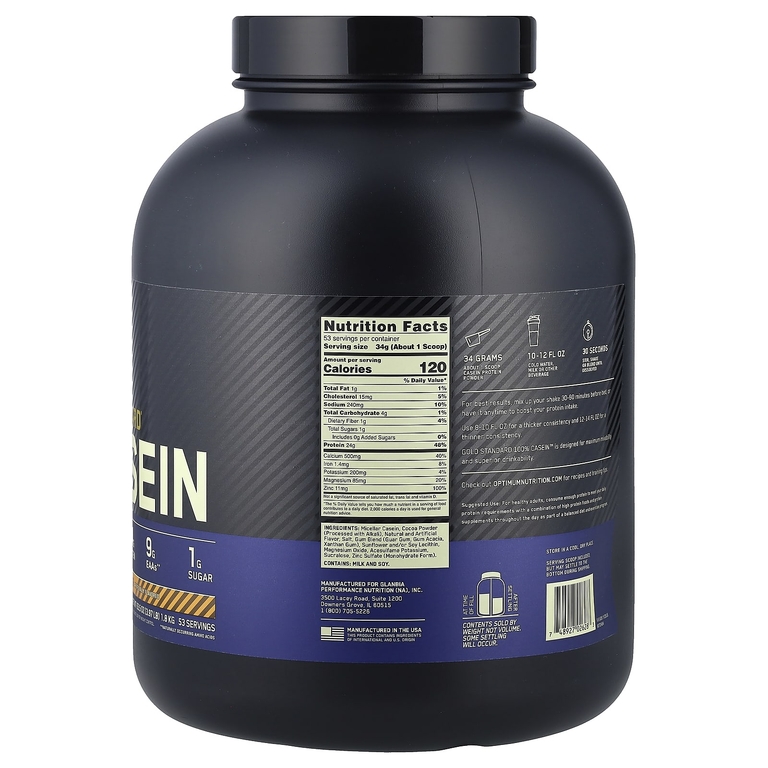 Optimum Nutrition, казеин, со вкусом шоколада и арахисовой пасты, 1,8 кг (3,97 фунта)