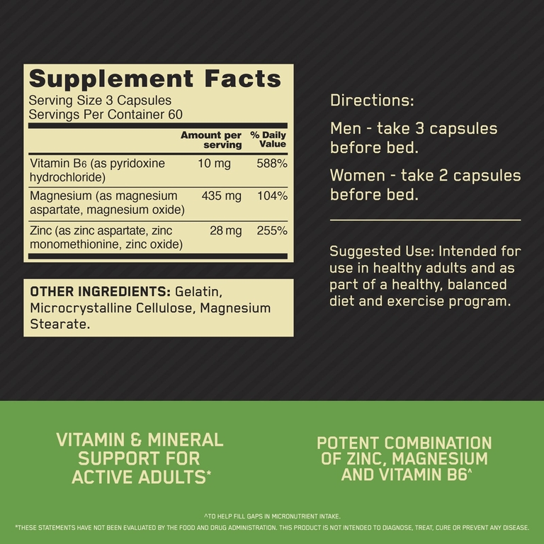 Optimum Nutrition, Цинка и магния аспартат, 180 капсул