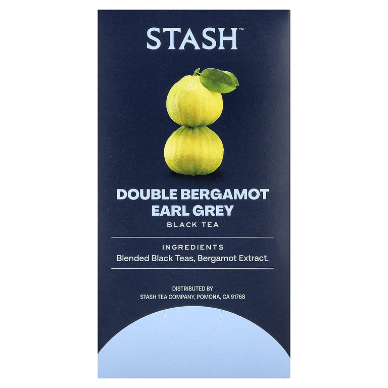 Stash Tea, черный чай, двойной бергамот, бергамот, 18 чайных пакетиков, 33 г (1,1 унции)