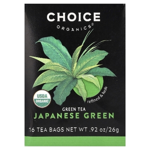 Choice Organics, зеленый чай, японский зеленый, 16 чайных пакетиков, 26 г (0,92 унции)
