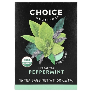 Choice Organics, травяной чай, перечная мята, без кофеина, 16 чайных пакетиков, 17 г (0,60 унции) (Товар снят с продажи) 