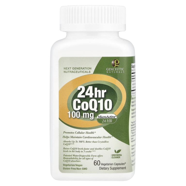 Genceutic Naturals, коэнзим Q10, 100 мг, 60 вегетарианских капсул