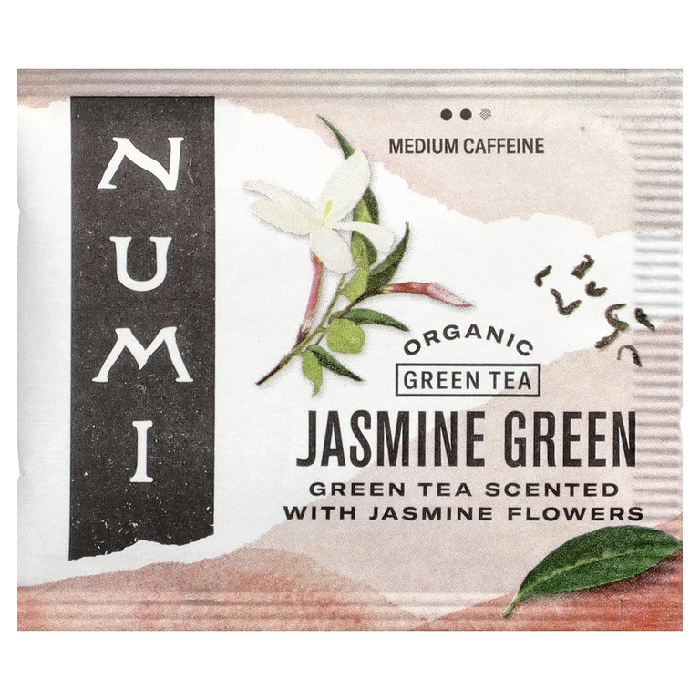 Numi Tea, Органический зеленый чай, зеленый жасмин, 18 чайных пакетиков, 1,27 унции (36 г)