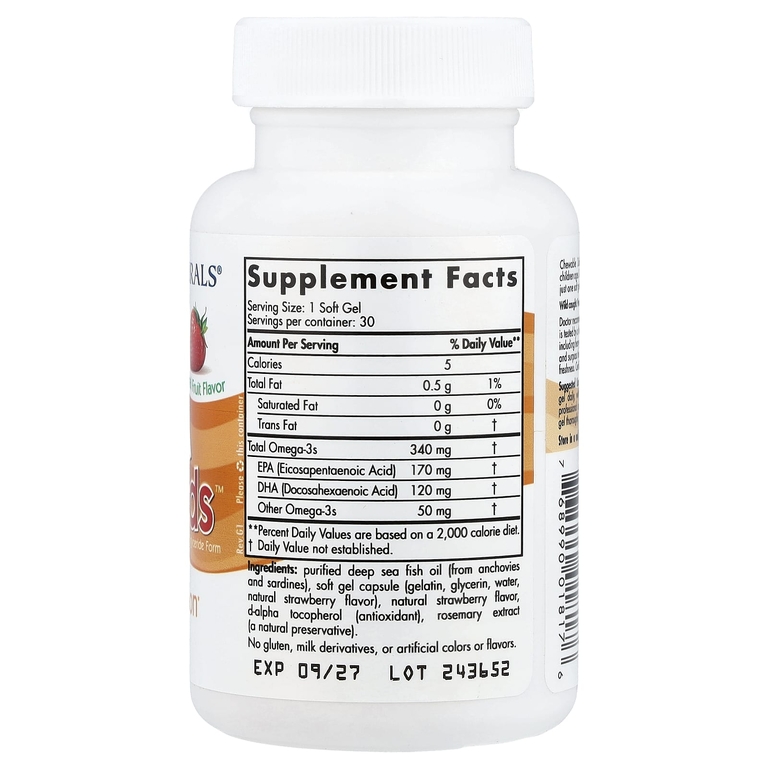 Nordic Naturals, омега-3 кислоты для детей, с натуральным фруктовым вкусом, 30 желатиновых капсул