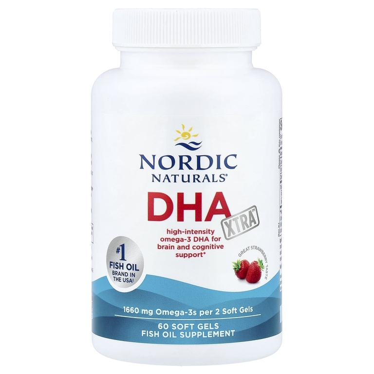 Nordic Naturals, омега-3 ДГК, со вкусом клубники, 60 желатиновых капсул