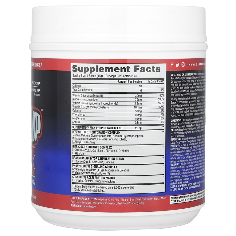Gaspari Nutrition, Максимальный комплекс перед тренировкой,  фруктовый пунш, 640 г (1,41 фунта)