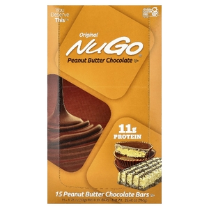 NuGo Nutrition, протеиновые батончики, арахисовая паста и шоколад, 15 батончиков по 50 г (1,76 унции)