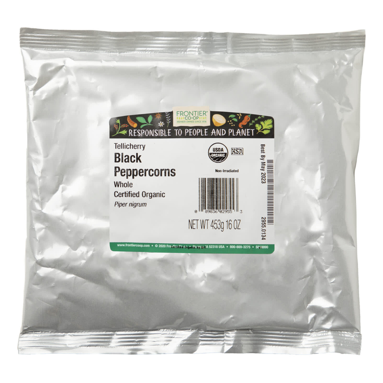Frontier Co-op, органический черный перец горошком, цельный, 453 г (16 унций)