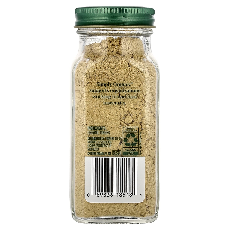 Simply Organic, имбирь, 46 г (1,64 унции)