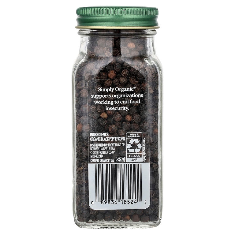 Simply Organic, Зерна черного перца, 2.65 унций (75 г)