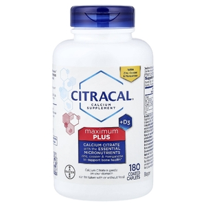 Citracal, Цитрат кальция с цинком, медью и марганцем для поддержки здоровья костей + витамин D3, 180 капсул в оболочке