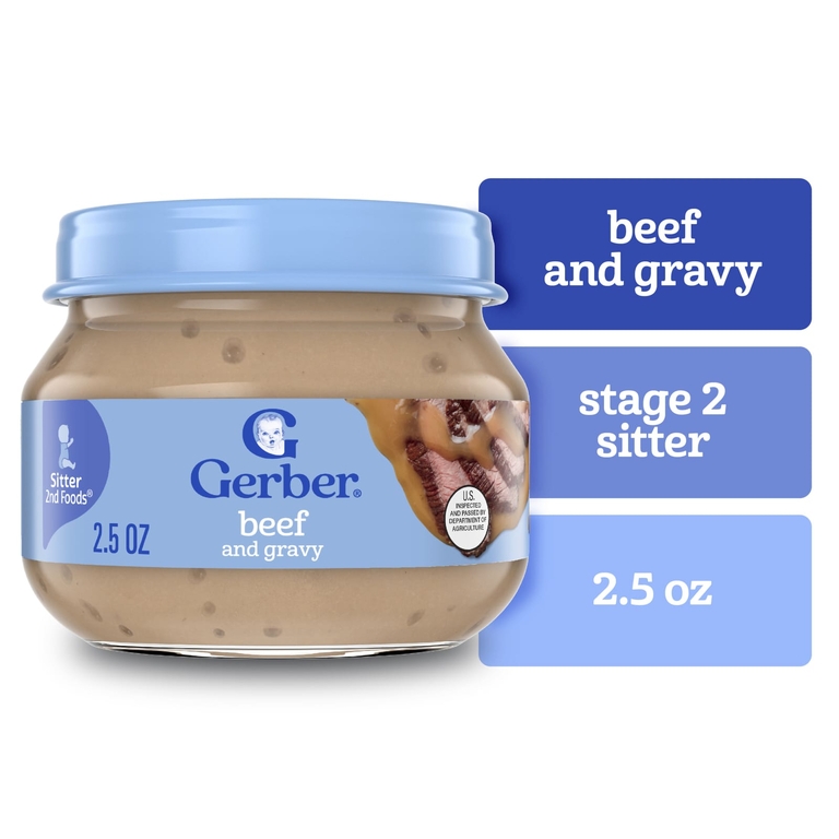 Gerber, говядина с подливой для малышей, умеющих сидеть, 71 г (2,5 унции)