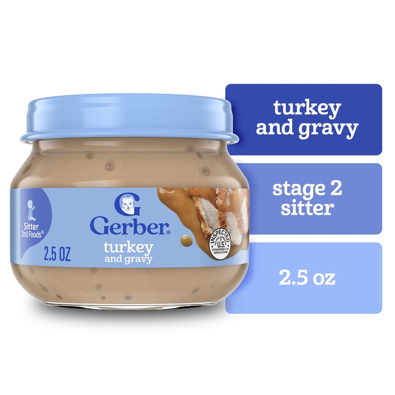 Gerber, индейка с подливой для малышей, умеющих сидеть, 71 г (2,5 унции)