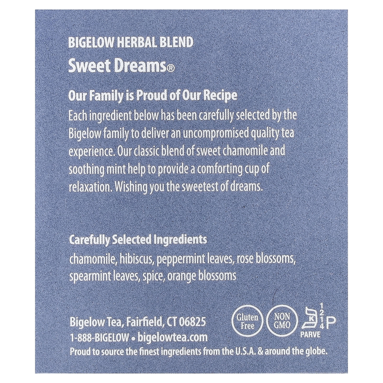 Bigelow, Herbal Tea, Sweet Dreams®, без кофеина, 20 чайных пакетиков, 30 г (1,09 унции)