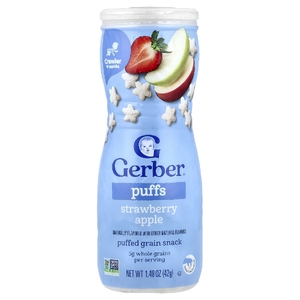 Gerber, злаковые подушечки, для малышей от 8 месяцев, клубника и яблоко, 42 г (1,48 унции)