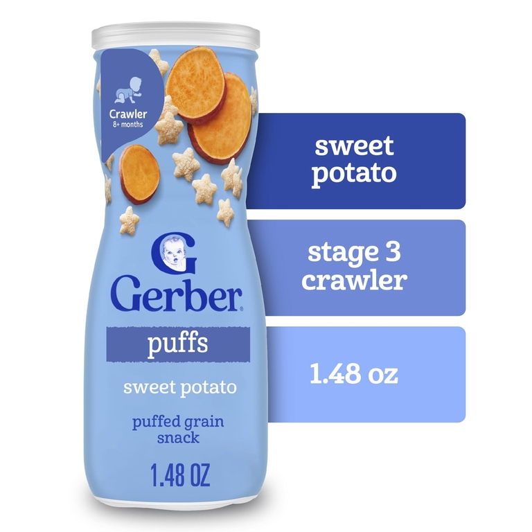 Gerber, злаковые подушечки, для детей от 8 месяцев, батат, 42 г (1,48 унции)