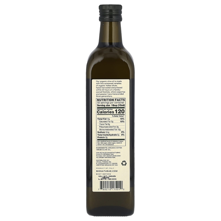 Bionaturae, Оливковое масло холодного отжима, 750 мл (25,4 жидк. унц.)
