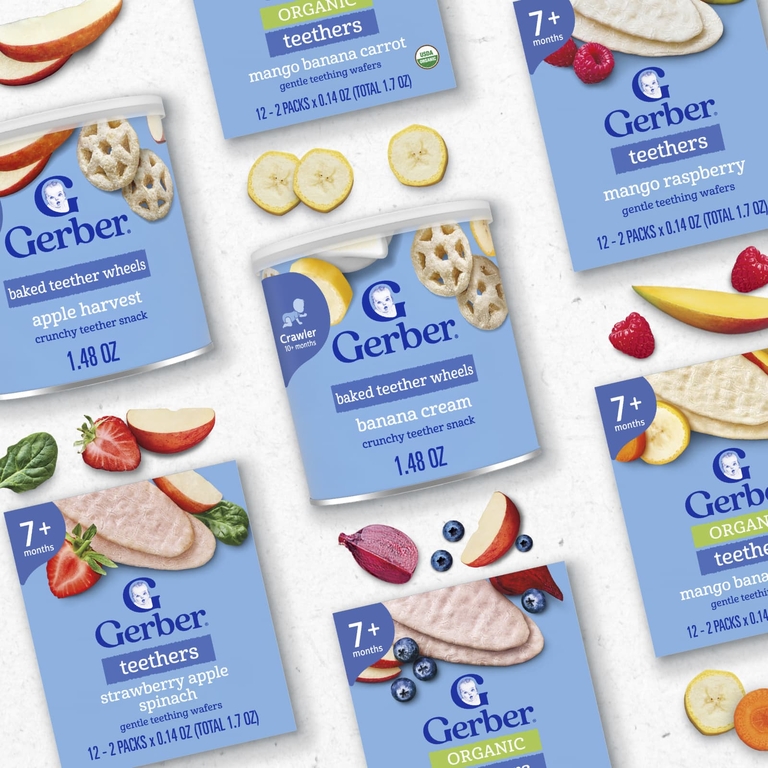 Gerber, запеченные прорезыватели для зубов, для детей от 10 месяцев, яблочный урожай, 42 г (1,48 унции)