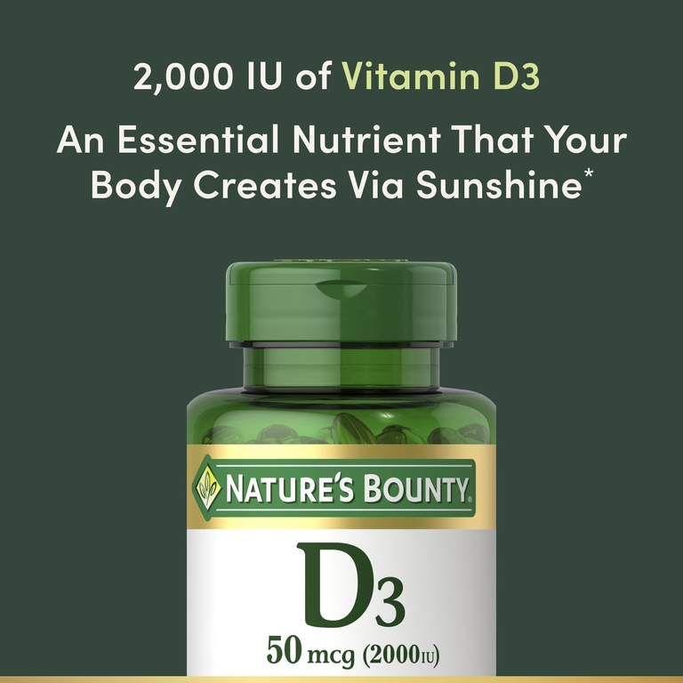 Nature's Bounty, D3, 50 мкг (2000 МЕ), 240 капсул с быстрым высвобождением