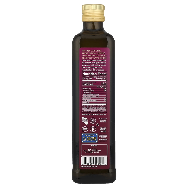 California Olive Ranch, нерафинированное оливковое масло высшего качества, из оливок сорта арбекина, 100% сырья из Калифорнии, 500 мл (16,9 жидк. унции)