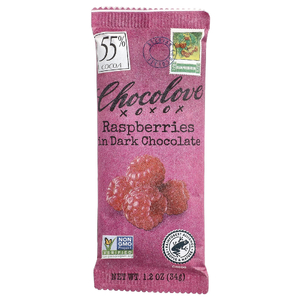 Chocolove, малина в темном шоколаде, 55% какао, 34 г (1,2 унции)