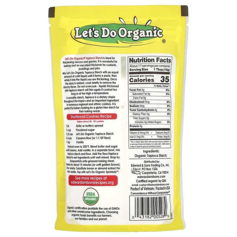 Edward & Sons, Let's Do Organic, органический тапиоковый крахмал, (170 г) (6 унций) (Товар снят с продажи) 