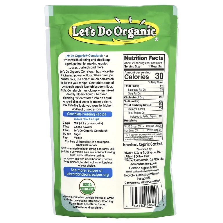 Let's Do Organic, Let's Do Organic, органический кукурузный крахмал, без глютена, 170 г (6 унций)