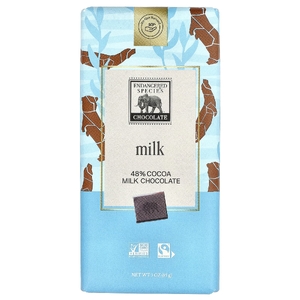 Endangered Species Chocolate, нежный сливочный молочный шоколад, 48%, 85 г (3 унции)