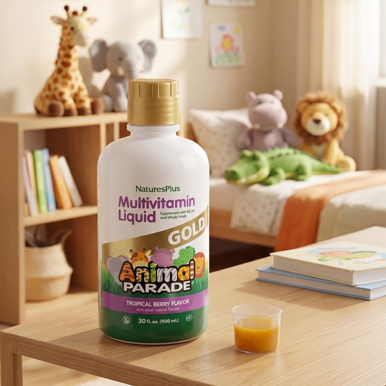 NaturesPlus, жидкая мультивитаминная добавка для детей, со вкусом тропических ягод, 900 мл (30 жидк. унций)