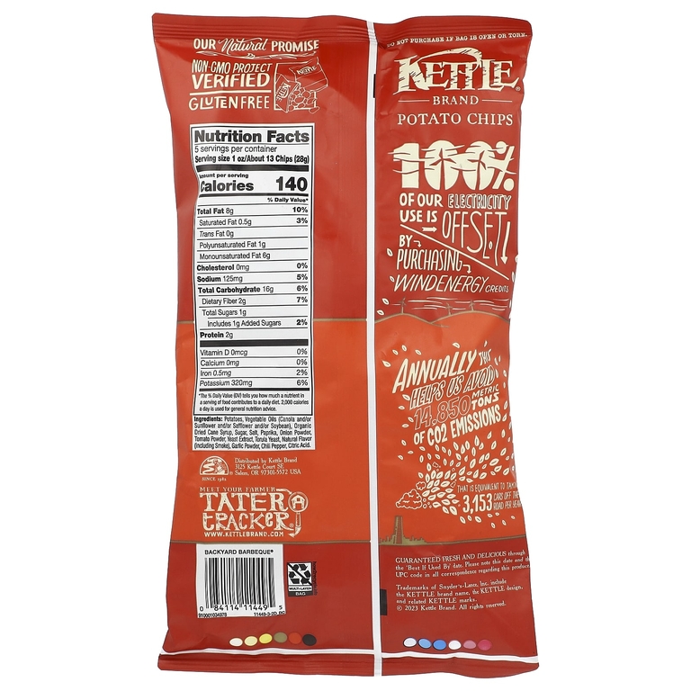 Kettle Foods, картофельные чипсы, барбекю на свежем воздухе, 141 г (5 унций)