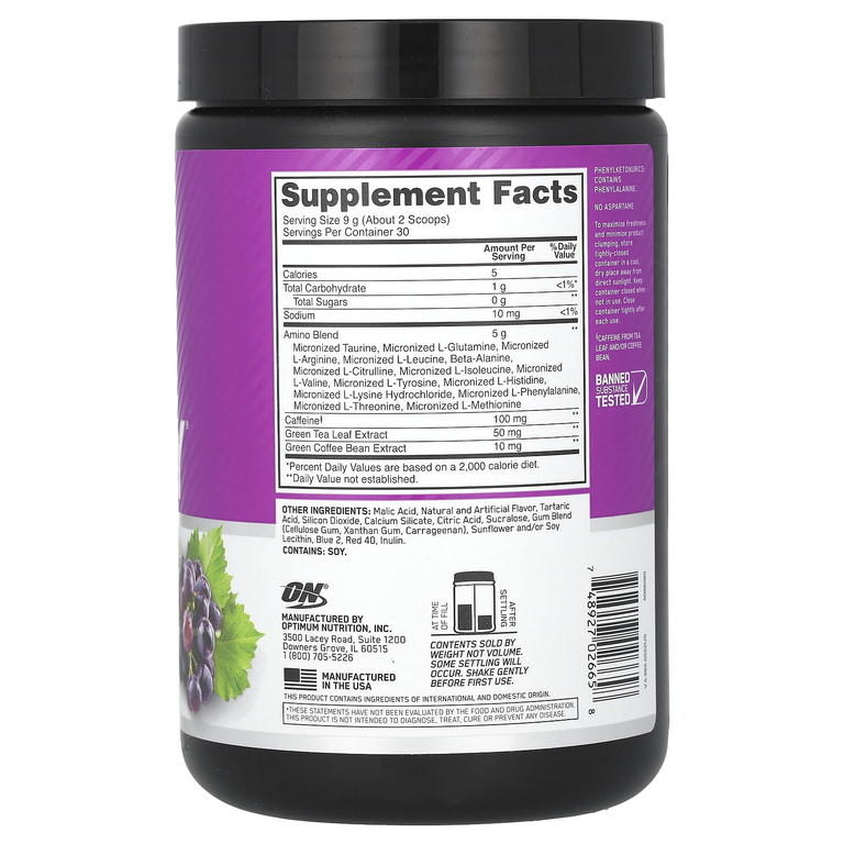 Optimum Nutrition, Аминокислоты для восстановления мышц, виноград «конкорд», 270 г (9,5 унции)