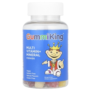 GummiKing, комплекс жевательных витаминов и минералов для детей, вкус клубники, апельсина, лимона, винограда, вишни и грейпфрута, 60 жевательных таблеток