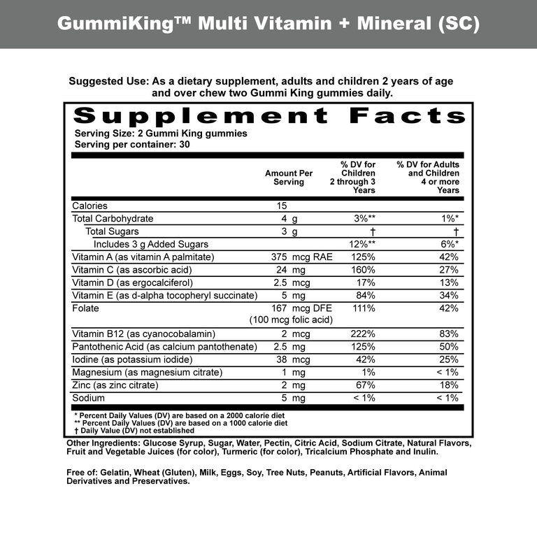 GummiKing, комплекс жевательных витаминов и минералов для детей, вкус клубники, апельсина, лимона, винограда, вишни и грейпфрута, 60 жевательных таблеток