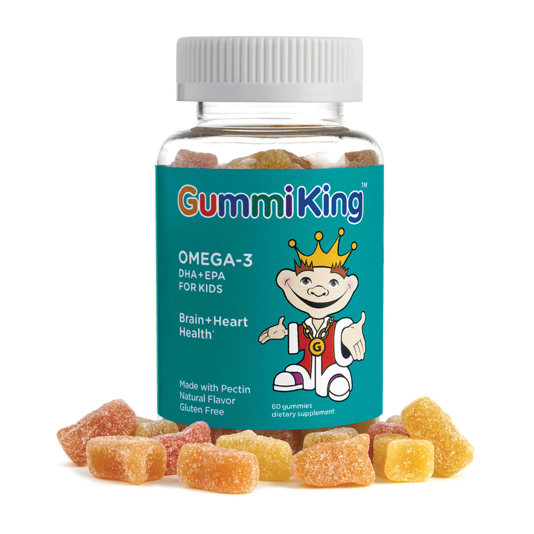 GummiKing, омега-3 ДГК и ЭПК для детей, со вкусом клубники, апельсина и лимона, 60 жевательных таблеток (35 мг в 1 жевательной таблетке)