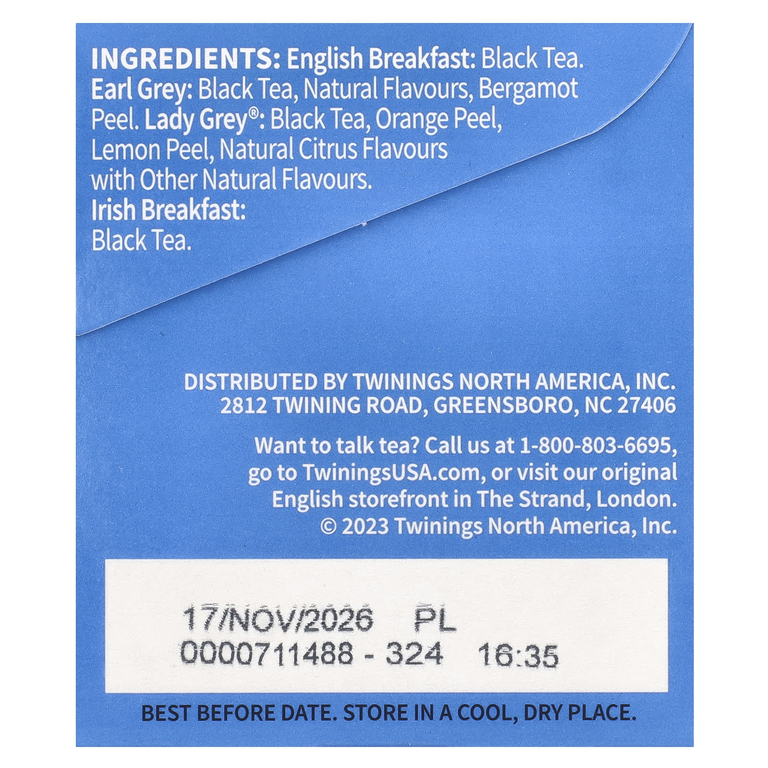 Twinings, черный чай, набор разных сортов, 20 чайных пакетиков, 40 г (1,41 унции)