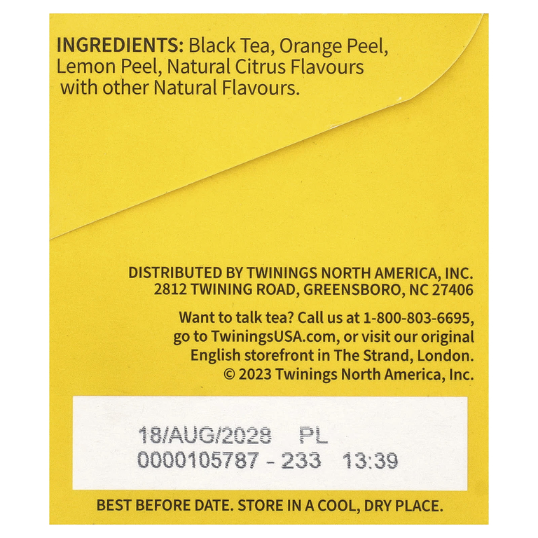Twinings, Леди Грей®, ароматизированный черный чай, 20 чайных пакетиков, 40 г (1,41 унции)