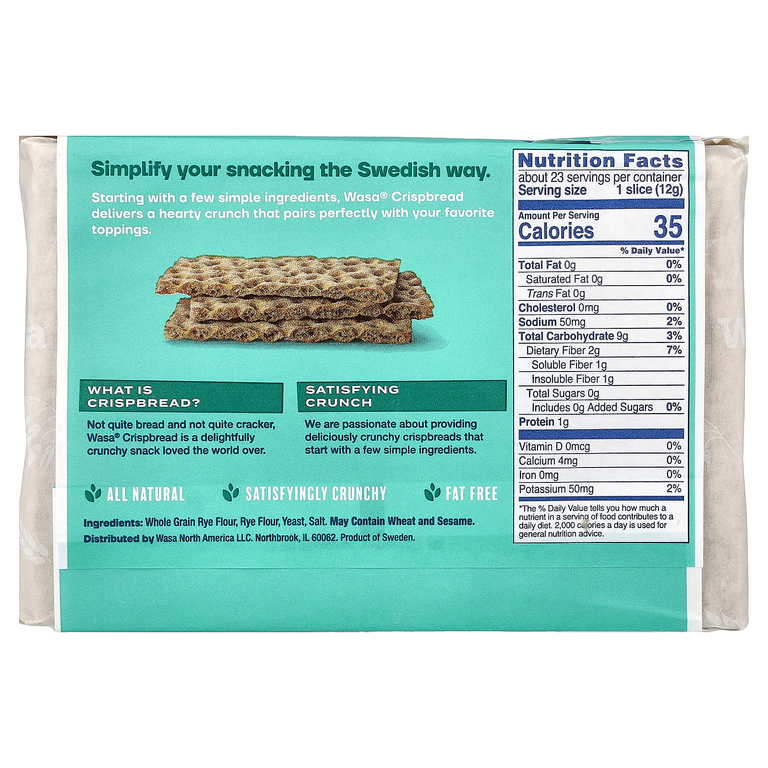 Wasa Flatbread, хлебцы, закваска, 275 г (9,7 унции)