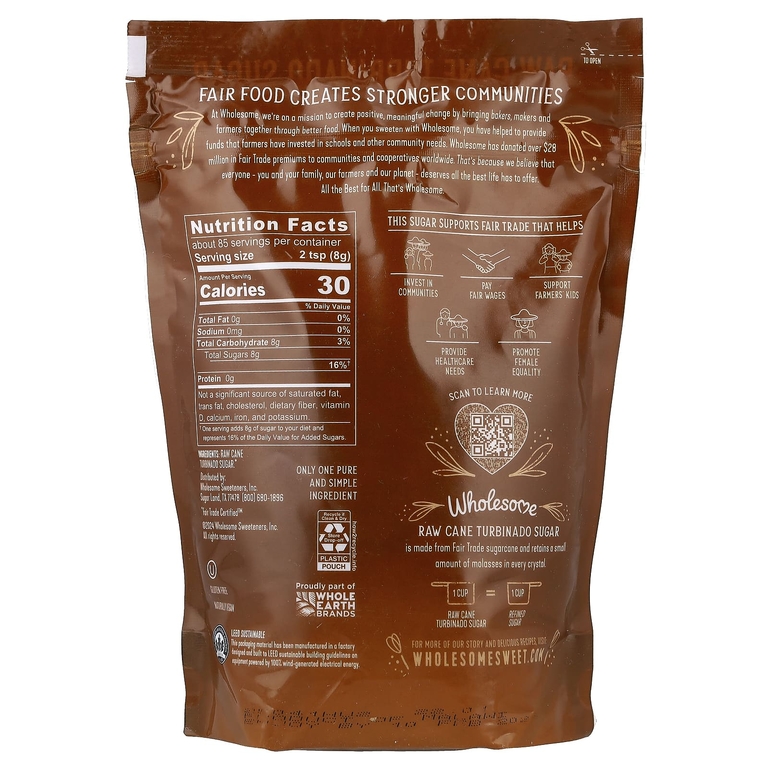 Wholesome Sweeteners, натуральный тростниковый сахар-сырец, турбинадо, 680 г (1,5 фунта/24 унции)
