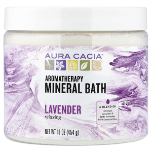 Aura Cacia, минеральная ванна для ароматерапии, лаванда, 454 г (16 унций)