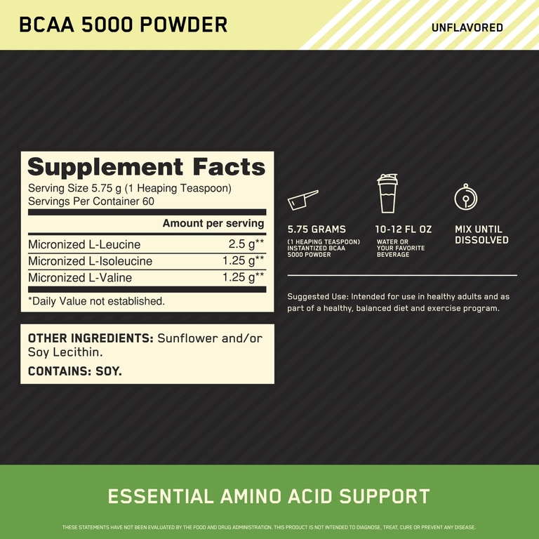 Optimum Nutrition, Аминокислоты с разветвлённой цепью, растворимый порошок, без добавок, 345 г (12,16 унции)