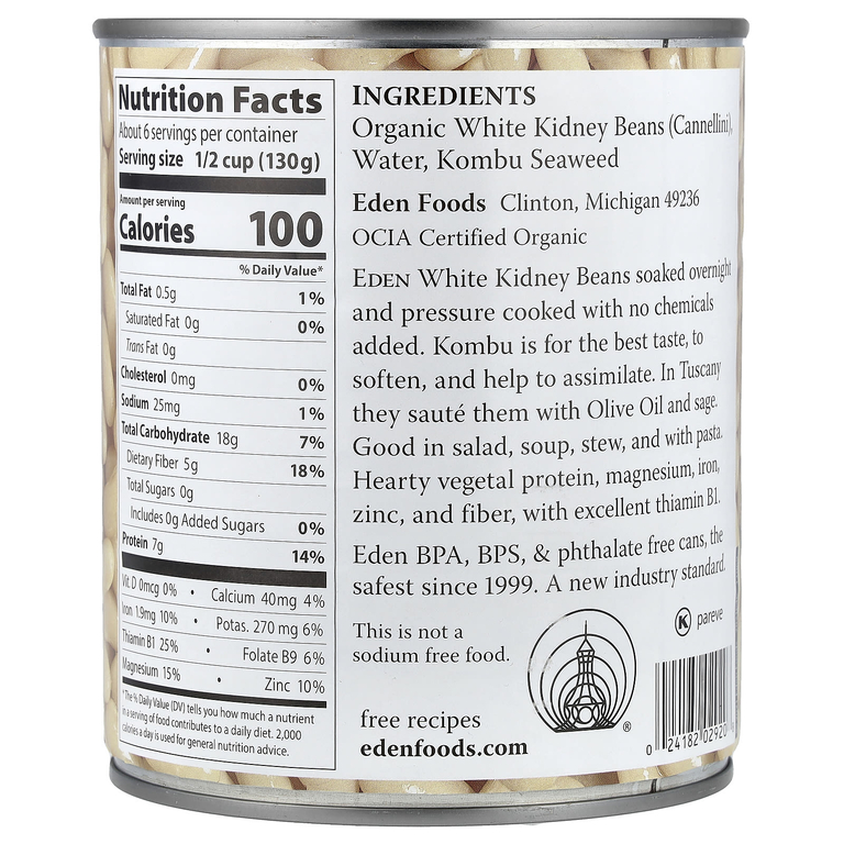 Eden Foods, органическая белая фасоль каннеллини, 822 г (29 унций)