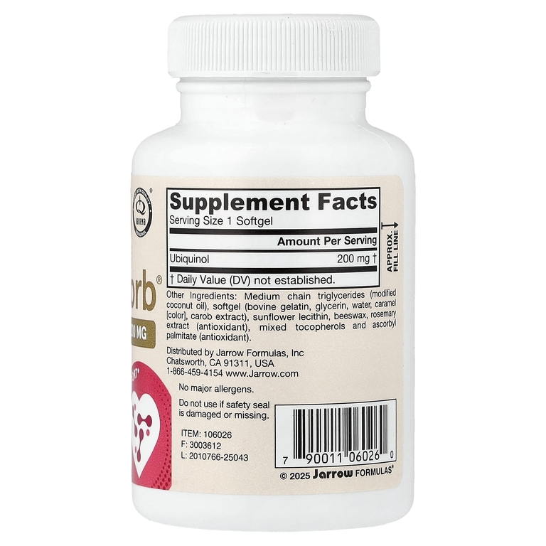 Jarrow Formulas, Убихинол, 200 мг, 60 желатиновых капсул