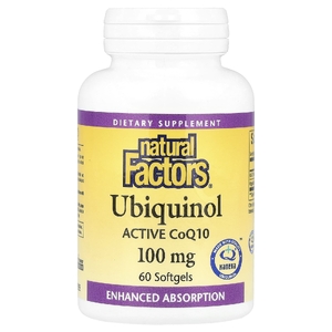 Natural Factors, убихинол, активный коэнзим Q10, 100 мг, 60 капсул