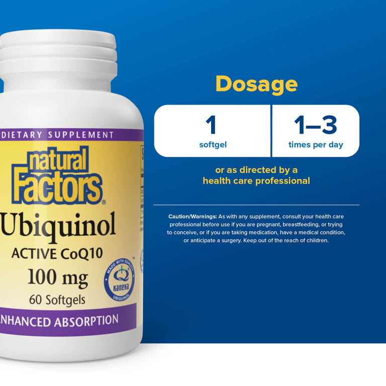 Natural Factors, убихинол, активный коэнзим Q10, 100 мг, 60 капсул