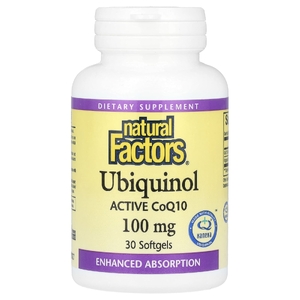 Natural Factors, убихинол, активный коэнзим Q10, 100 мг, 30 капсул